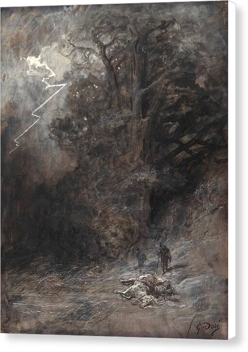 A Rider and a Dead Horse in a Landscape - Canvas Print