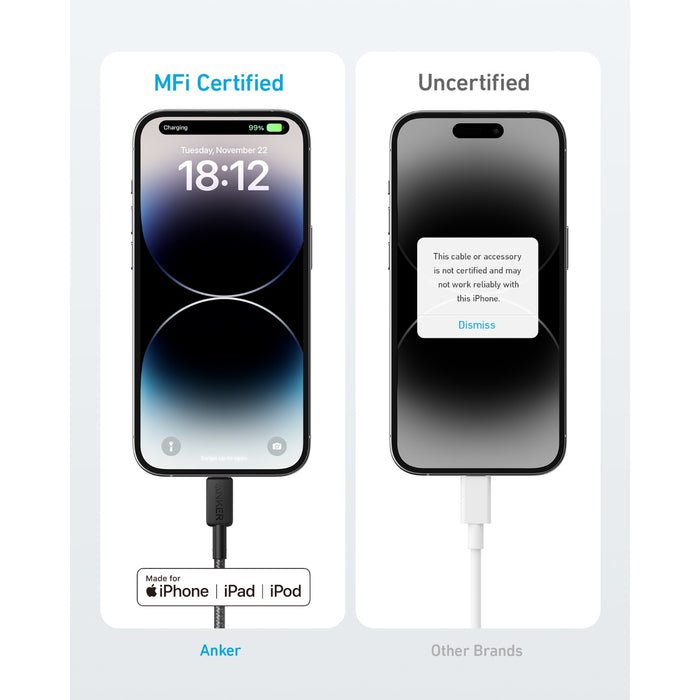 Anker 322 PowerLine USB C to MFI 1.8M 60W Cable - Black (A81B6H11)