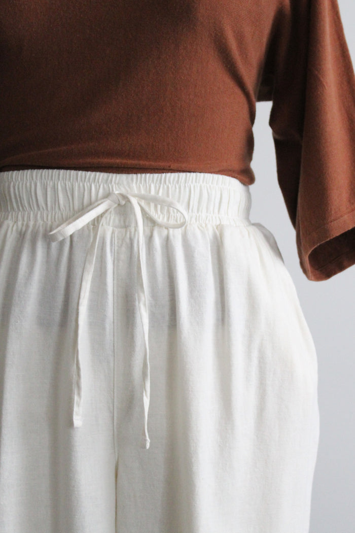 bone linen trousers