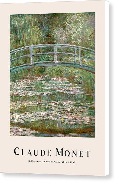Bridge over a Pond of Water Lilies - Canvas Print