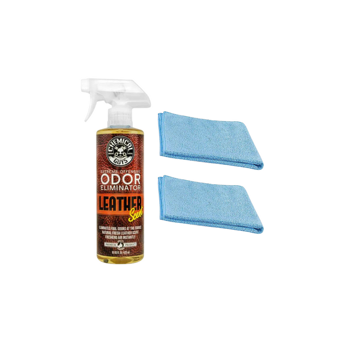 Chemical Guys Extreme Offensive Odor Eliminator Leather Scent 16oz + 2 Microfiber Towels - Detailing Connect
