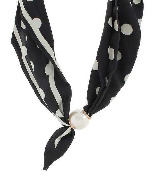 Chic Polka Dot Pearl Scarf Necklace – Magnetic Effortless Glamour