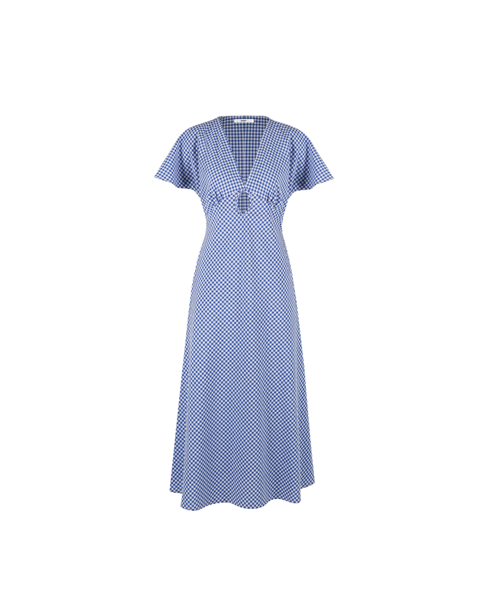 CLOVER MIDI DRESS NAVY GINGHAM