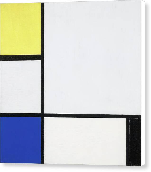 Composition with Yellow, Blue, Black and Light Blue - Canvas Print
