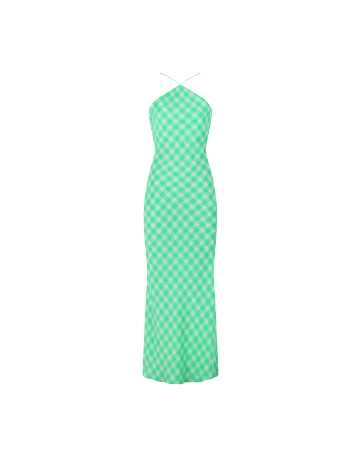 DIME SILK SLIP GREEN CHECK