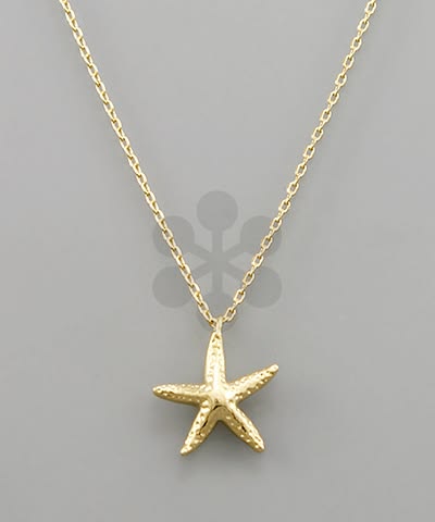 Golden Coastal Starfish Necklace – Dainty 16" Beach Pendant