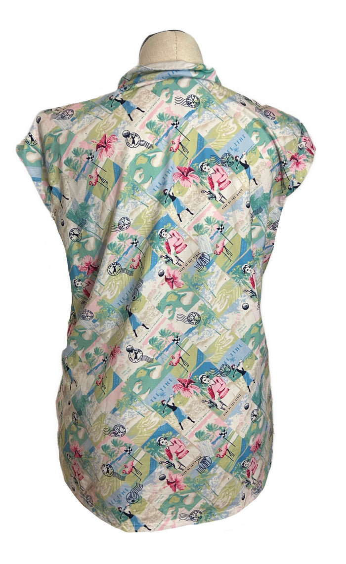 San Soleil Women's Green "Tee Time" Cap Sleeve Golf Top Size XXL