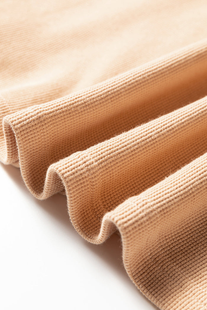 Textured Drop Shoulder Henley Top - Tops/Long Sleeve Tops