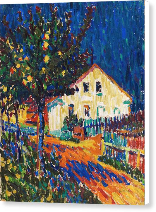 Village Street with Apple Trees - Canvas Print