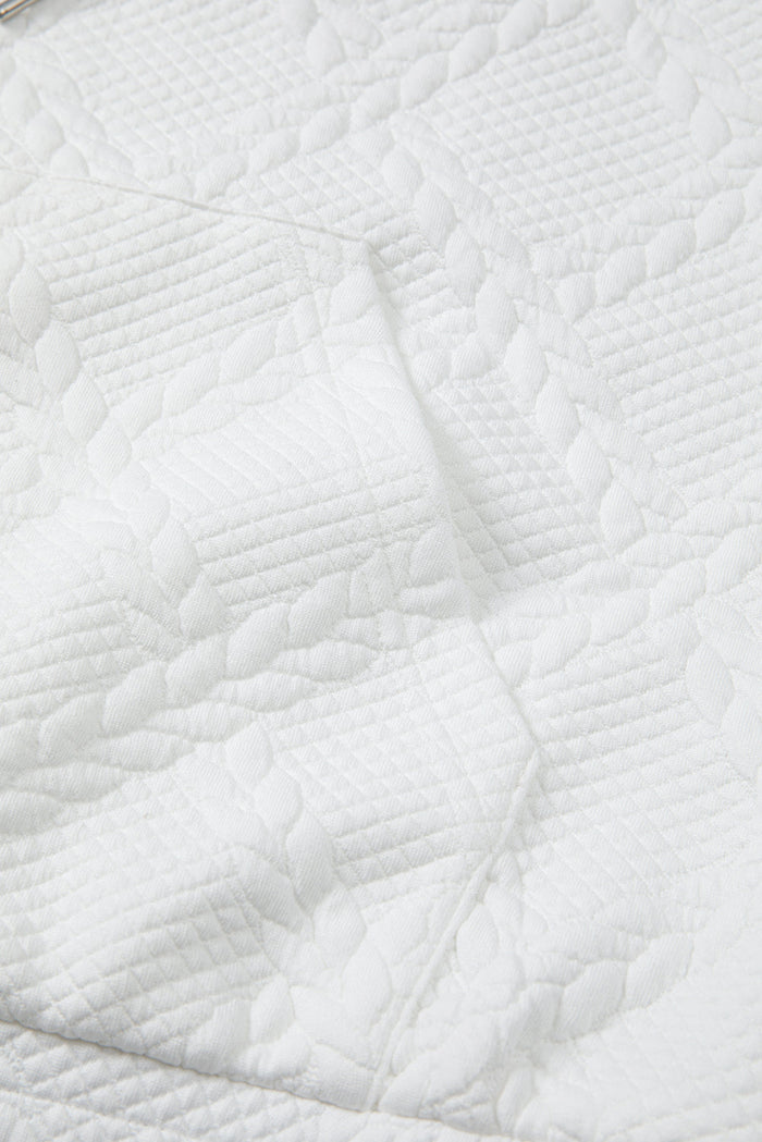 White Cable Lattice Texture Hoodie - Tops/Sweatshirts & Hoodies