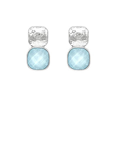 12mm Faceted Stone & Hammered Metal Earrings