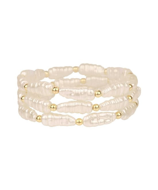 3-Row Baroque Pearl Stretch Bracelet