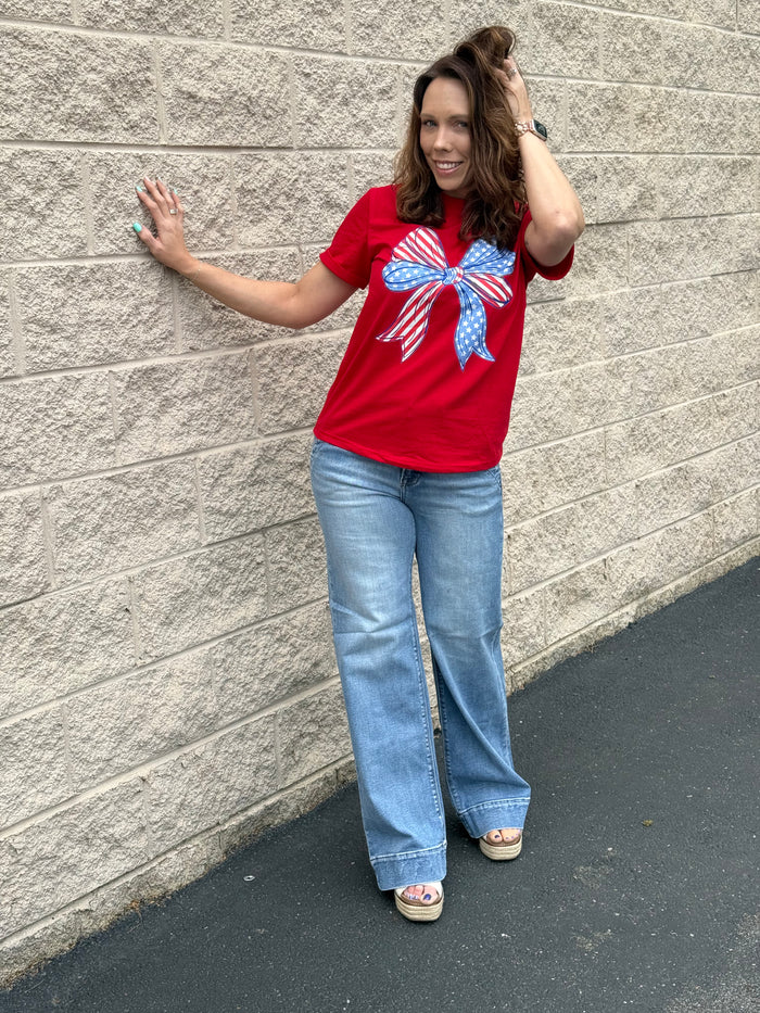 Tummy Control High-Rise Wide Flare Jeans