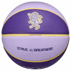 Nike All Court 8P 2.0 L James tennis balls in hydrangeas, Cel Gold, and purple, shown in a set of tennis balls with branding.