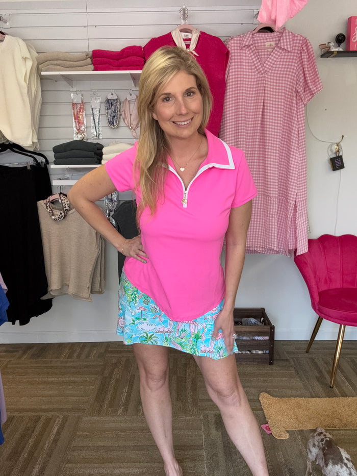 Amaia Performance Front-Zip Polo Top