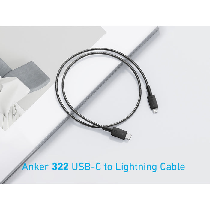 Anker 322 PowerLine USB C to MFI 0.9M 60W Cable - Black (A81B5H11)