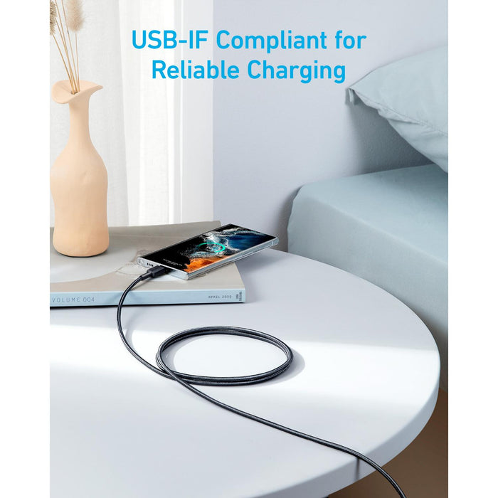 ANKER 322 USB C-USB C 1.8 Metre Braided Cable - Black (A81F6H11)