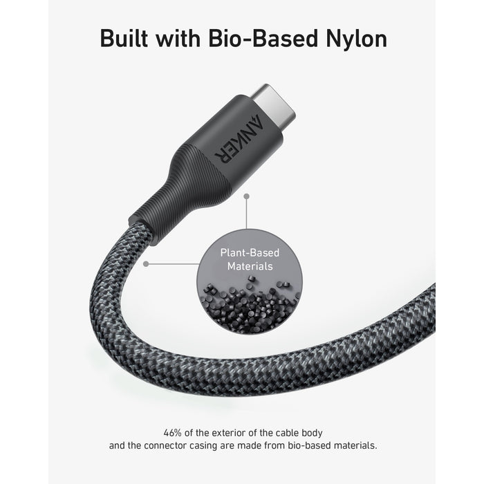Anker 544 Bio-Based USB C-USB C Cable Fast Charging 140W 0.9M Cable - Black (A80F5H11)