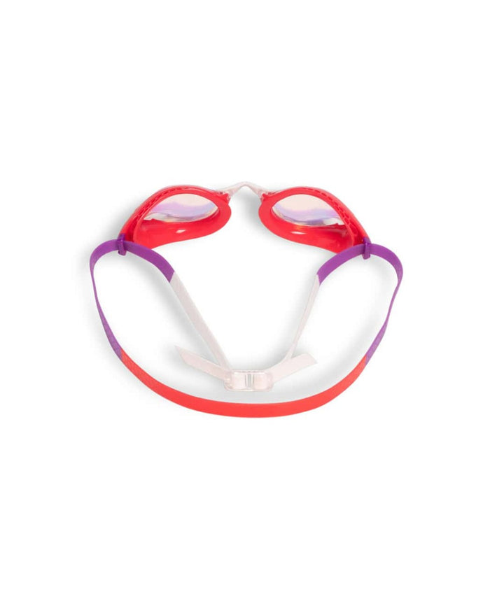 Arena Airspeed Mirror Racing Goggles in copper, coral, and plum with reflective lenses for competitive swimming.
