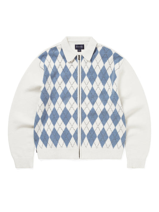 Argyle Zip Knit Cardigan
