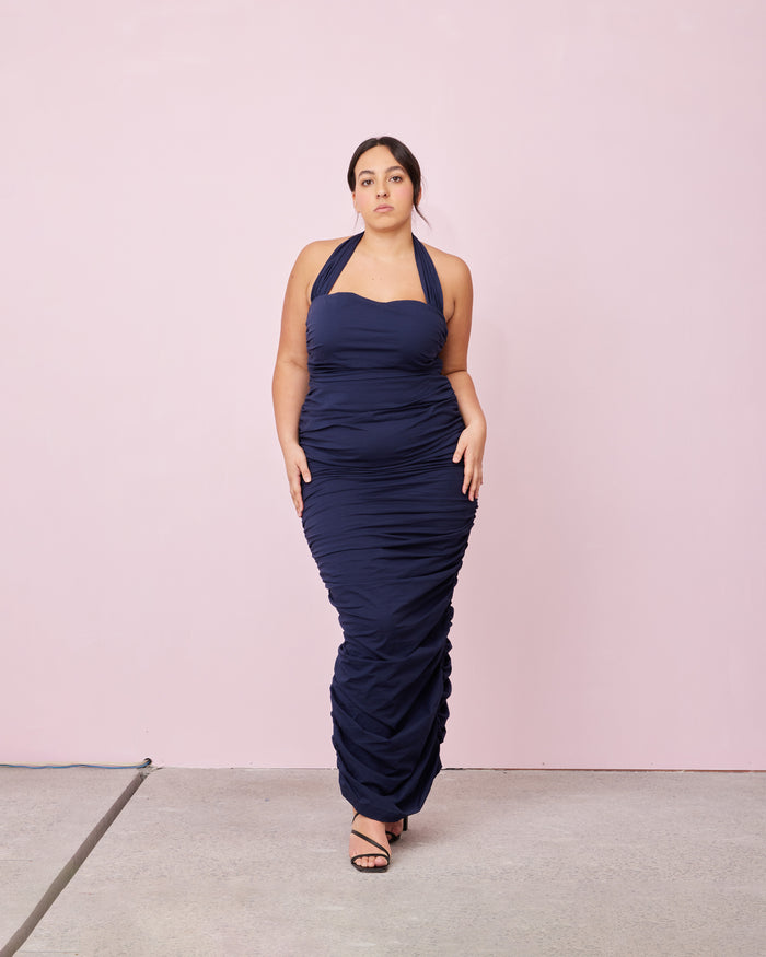 ARIEL HALTER DRESS NAVY