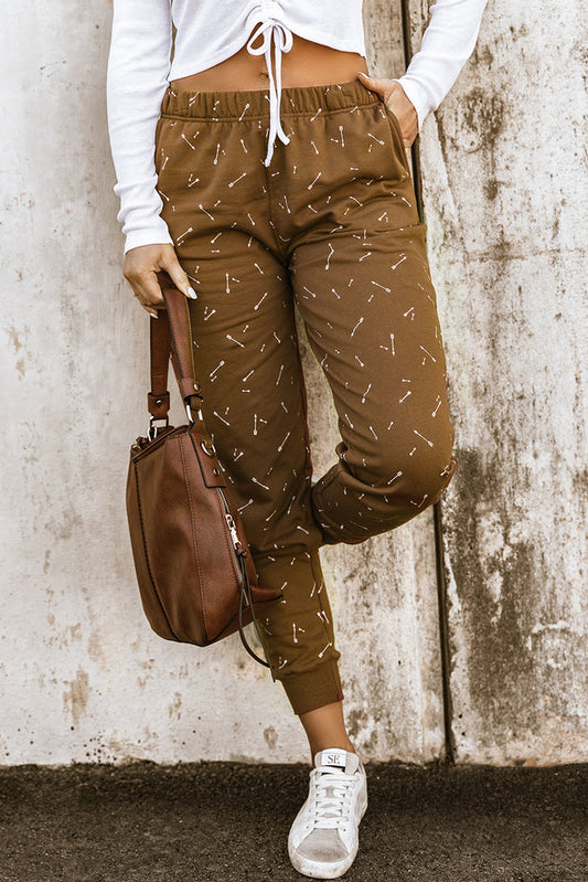 Arrow Print Elastic Waist Joggers - Madikfashions.com