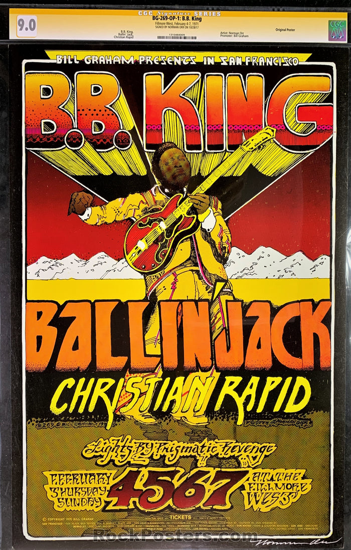 AUCTION - BG-269 - B.B. King - 1971 Poster - Norman Orr Signed  - Fillmore West - CGC Graded 9.0