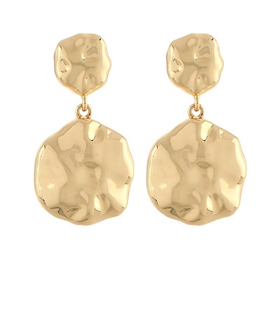Aurelia Hammered Gold Double Drop Statement Earrings