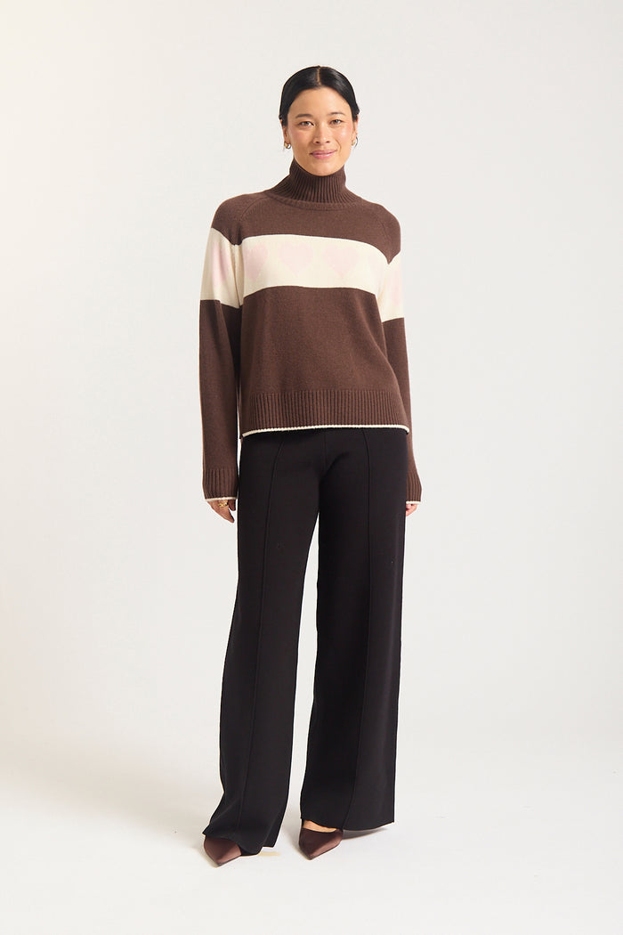 Bailey Merino Cashmere Sweater In Chocolate