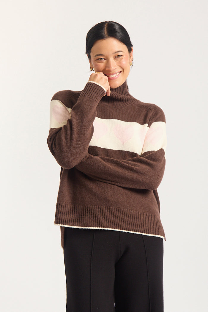 Bailey Merino Cashmere Sweater In Chocolate