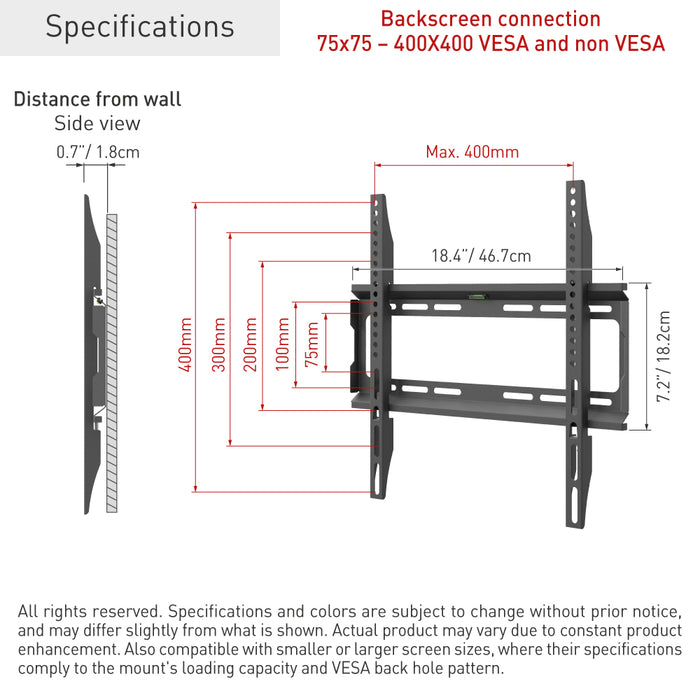 Barkan 13-65 inch Flat Wall Mount Bracket