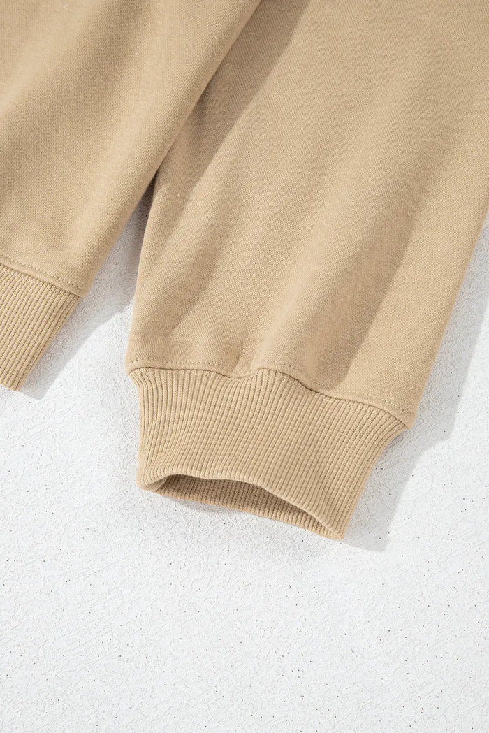 Beige Solid Crew Neck Drop Shoulder Plus Size Sweatshirt - Size/Plus Sweatshirts & Hoodies