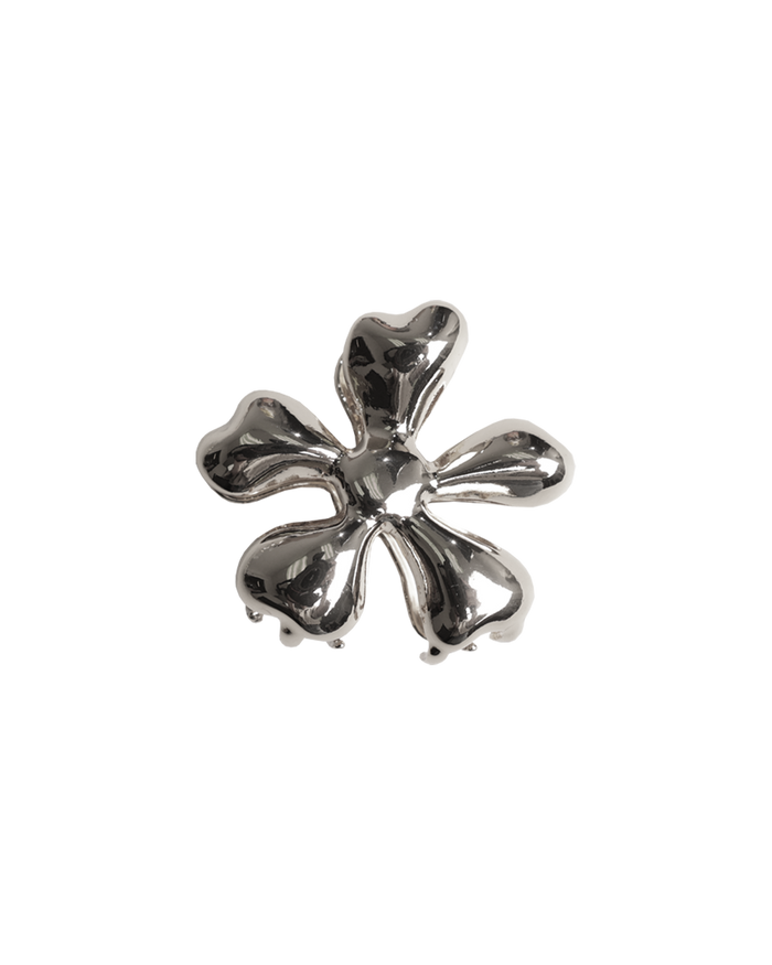 BIG FLOWER HAIR CLAW SILVER