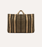 Black and Beige Maison Bengal Extra Large Jute Poresh Tote Bag