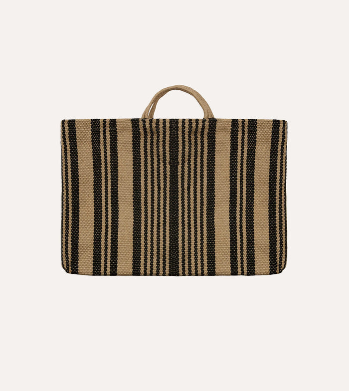 Black and Beige Maison Bengal Extra Large Jute Poresh Tote Bag
