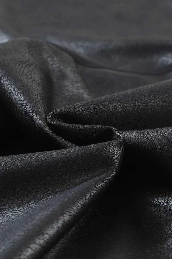 Black Crossed Dip Waist Sleek Leather Leggings - Bottoms/Leggings