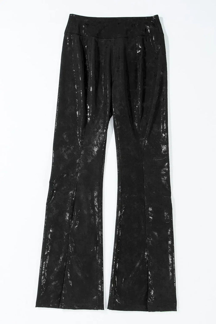Shop Black Faux Leather Splits High Waist Leggings at eAura