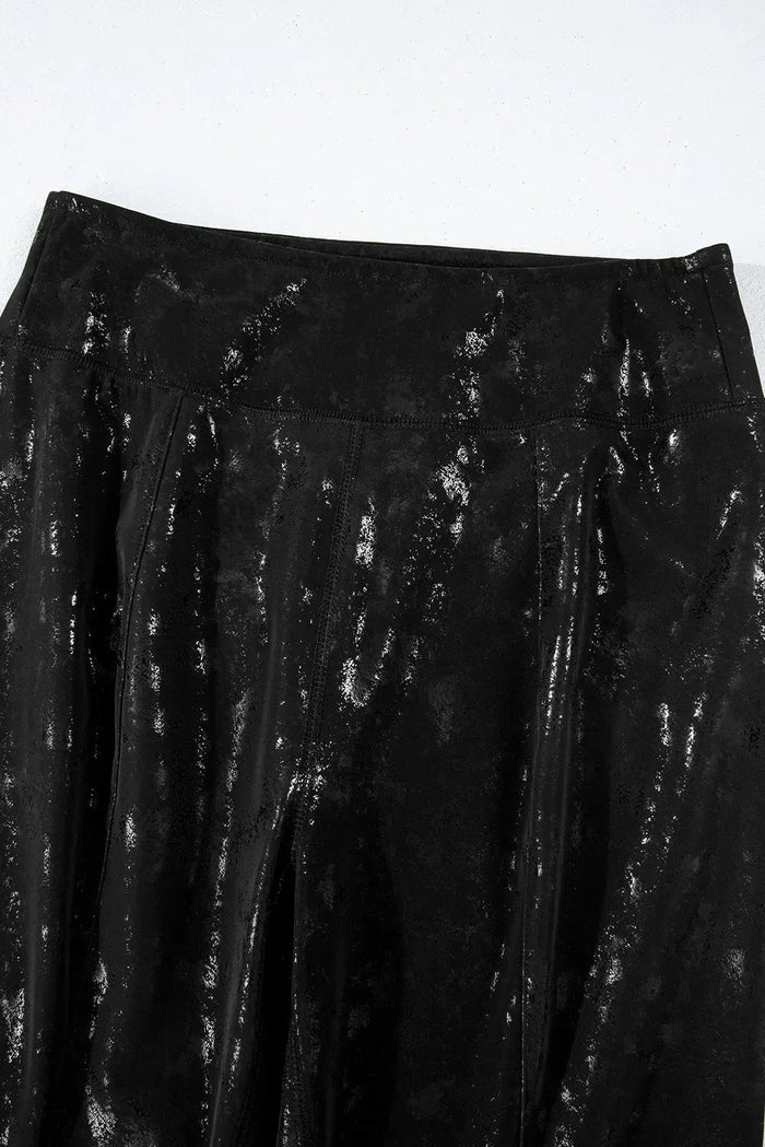Shop Black Faux Leather Splits High Waist Leggings at eAura
