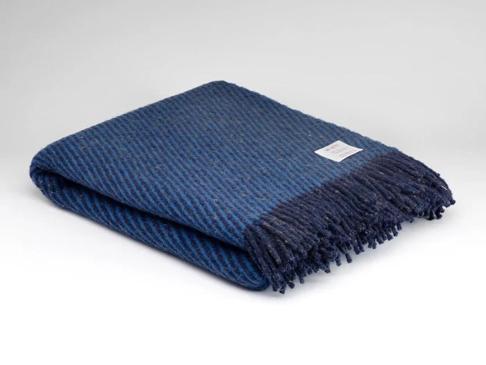 Blue Ashes Zigzag Weave Merino Wool Throw