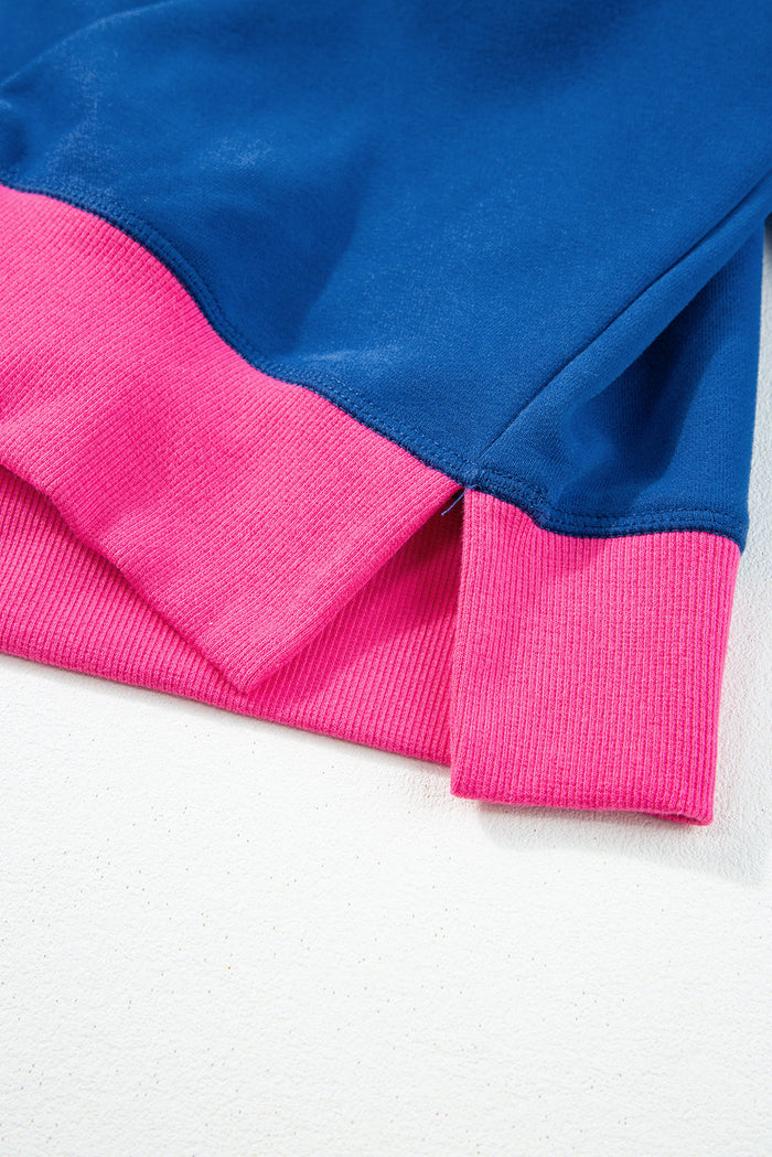 Blue Colourblock Bubble Sleeve Sweatshirt - Tops/Sweatshirts & Hoodies