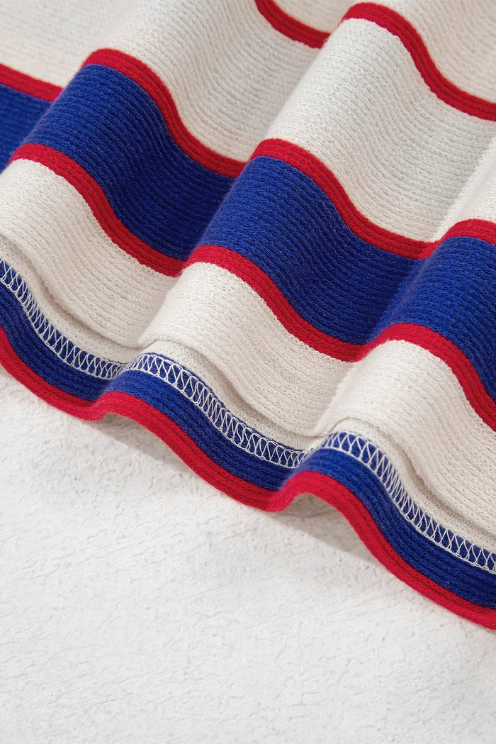 Blue Stripe Polo Pullover Sweatshirt - Tops/Sweatshirts & Hoodies