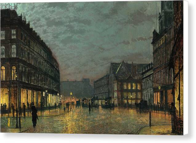 Boar Lane, Leeds by Lamplight - Canvas Print
