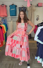 Boho Striped Wide-Strap Smocked Tiered Maxi Dress
