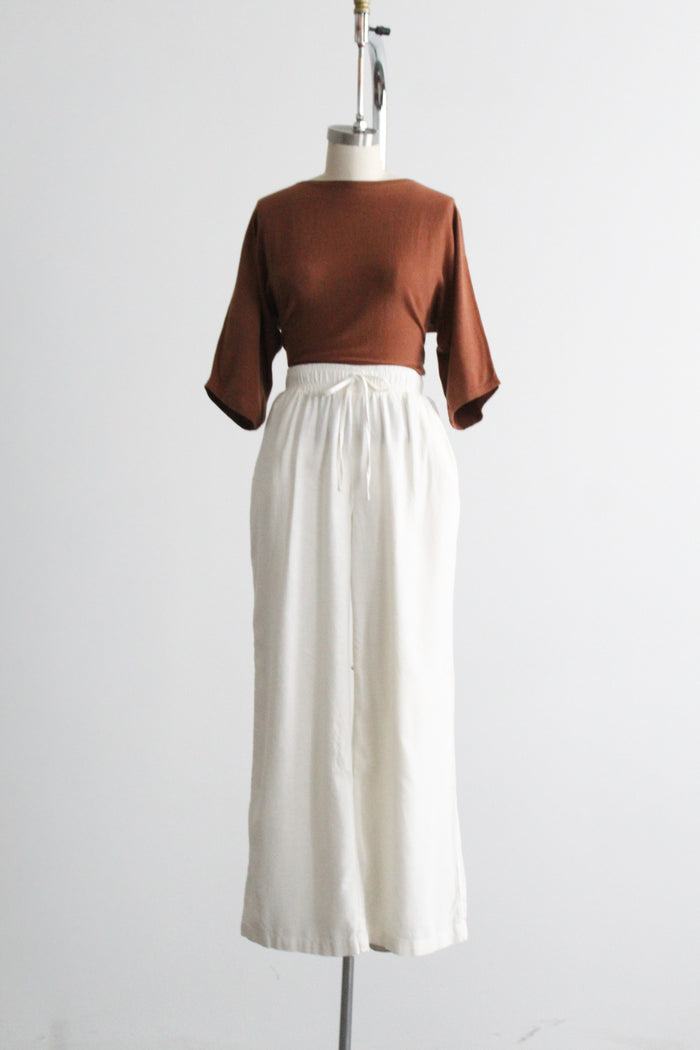 bone linen trousers