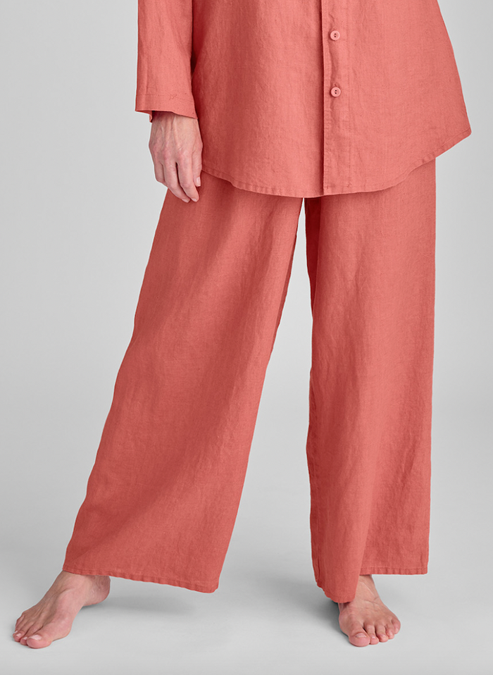 Box'd Down pajama pant, shown in Rosewood, size Medium on 5'9" model.