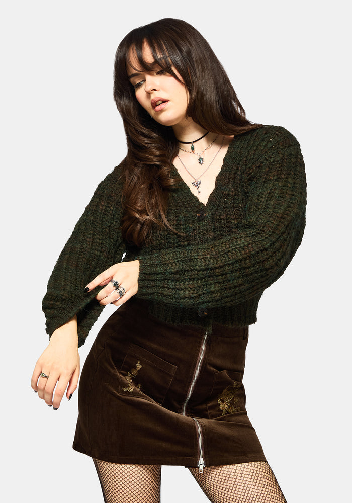 Bracken Chunky Ribbed Cropped Knit Cardigan