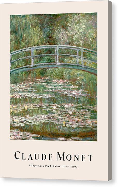 Bridge over a Pond of Water Lilies - Canvas Print
