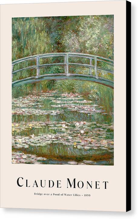 Bridge over a Pond of Water Lilies - Canvas Print