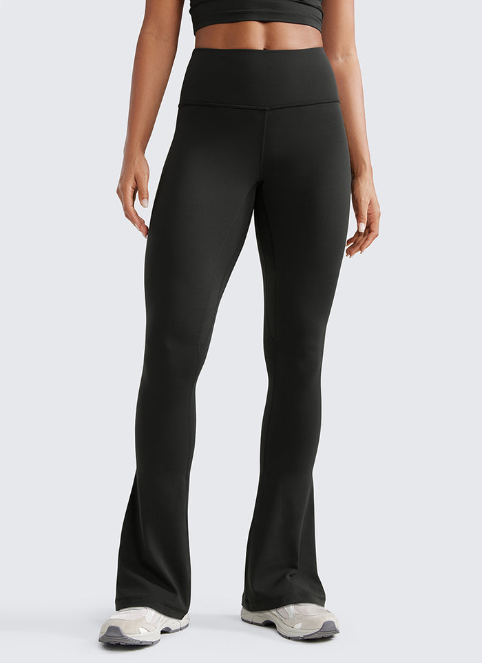 CRZ YOGA Women  Butterluxe High Waist Pockets Mini Flared Leggings 33" Black