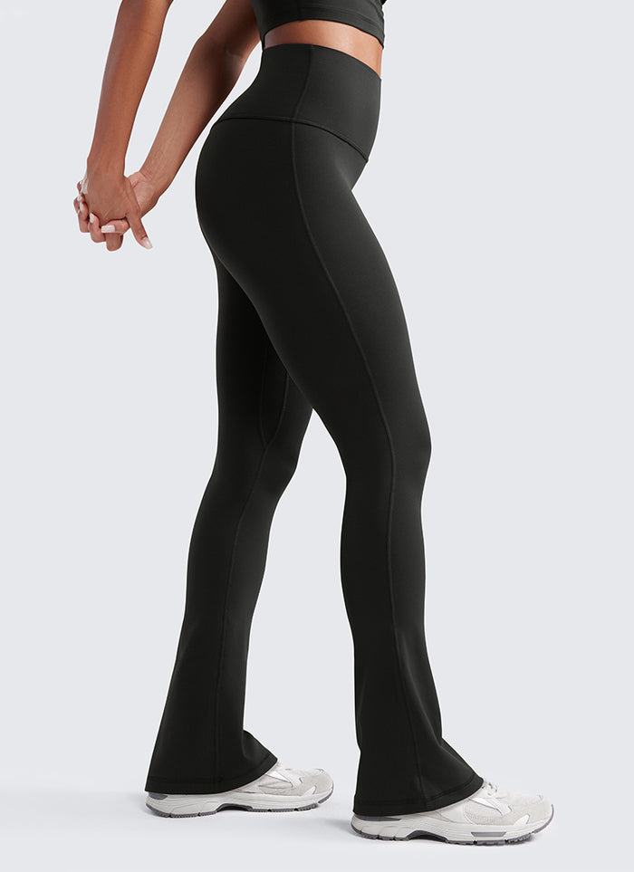 CRZ YOGA Women  Butterluxe High Waist Pockets Mini Flared Leggings 33" Black